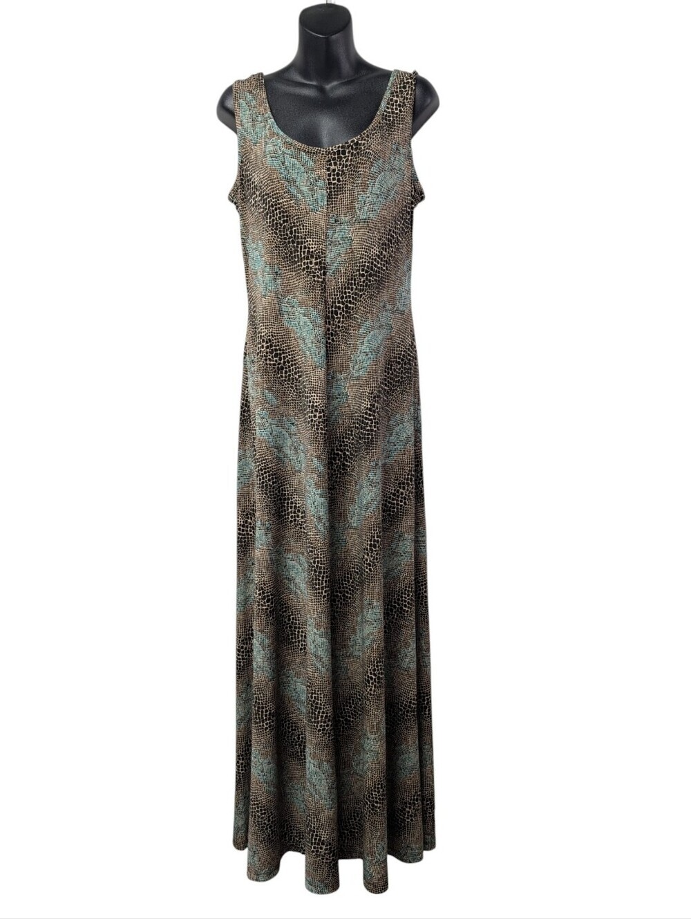 Nine West Snake Print Sleeveless Maxi Dress Size 10 Multi Color Stretch